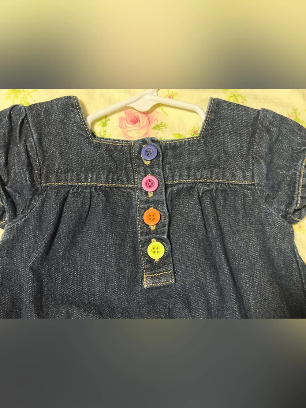 Carter's Denim Short-Sleeve Dress with Colorful Buttons - Blue